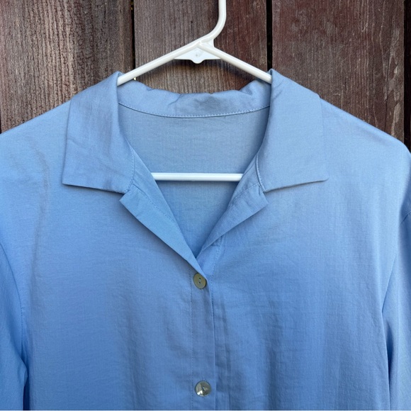 **NWOT** Light Blue Lace Trim Button Down 3/4 Sleeve Women's Top Size Small - Picture 6 of 16